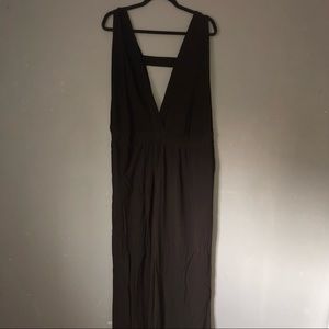 Plus Black Wide-Leg Low-Cut Jumpsuit